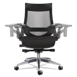 Alera EB-W Pivot Arm Multifunction Mesh Chair, Supports 275 Lb. Black Seat/Back, Aluminum Base ALEEBW4213  -Cramer Sales Store 242596