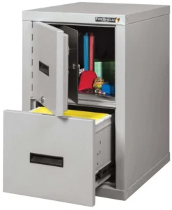 FireKing FireShield - Space-Saving Vertical File Cabinet With Safe - 2S1822-DDSSF -Cramer Sales Store 2S1822 DDSSF angled with all doo 40ceb9e6 148a 4ac5 9b39 749c886e4dbc