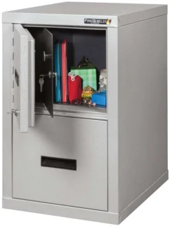 FireKing FireShield - Space-Saving Vertical File Cabinet With Safe - 2S1822-DBSSF -Cramer Sales Store 2S1822 DDSSF angled with both to