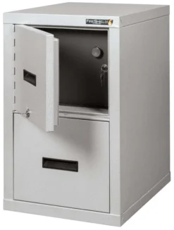 FireKing FireShield - Space-Saving Vertical File Cabinet With Safe - 2S1822-DBSSF -Cramer Sales Store 2S1822 DDSSF angled with top doo
