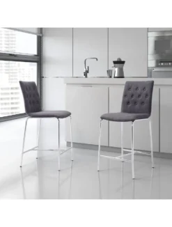 Uppsala Counter Polyester Stool Dining Chair With Silver Frame - 2 Chairs Per Order By ZUO -Cramer Sales Store 300338 lifestyle 1 c8883e49 2540 45b5 a52b ab505453f41f