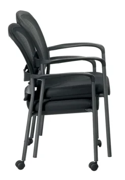 Pro Line II By Office Star Products TITANIUM FINISH VISITORS CHAIR WITH ARMS AND PROGRID® BACK - 84510-30 -Cramer Sales Store 84510 30 Detail 1