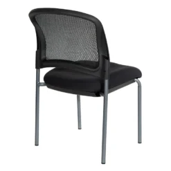 Pro Line II By Office Star Products TITANIUM FINISH BLACK VISITORS CHAIR WITH PROGRID BACK AND STRAIGHT LEGS - 86724R-30 -Cramer Sales Store 86724R 30 Back 1