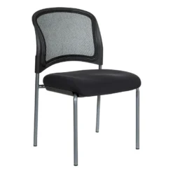 Pro Line II By Office Star Products TITANIUM FINISH BLACK VISITORS CHAIR WITH PROGRID BACK AND STRAIGHT LEGS - 86724R-30