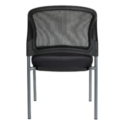 Pro Line II By Office Star Products TITANIUM FINISH BLACK VISITORS CHAIR WITH PROGRID BACK AND STRAIGHT LEGS - 86724R-30 -Cramer Sales Store 86724R 30 Rear 1