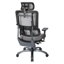 Pro Line II By Office Star Products VERTICAL GREY MESH BACK CHAIR WITH TITANIUM BASE WITH HEADREST - 99667THRS-5811 -Cramer Sales Store 99667THRS 5811 Back 1