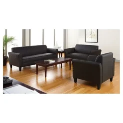 Alera Reception Lounge Series Club Sofa, Black/Black Leather ALERL23LS10B -Cramer Sales Store Alera ALERL23LS10B 5 8c16a132 91b7 4f0b b304 e94f17379cdb
