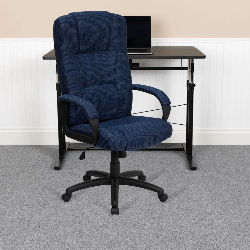 FLASH Rochelle High Back Navy Blue Fabric Executive Swivel Office Chair With Arms - BT-9022-GG 6 FLASH Rochelle High Back Navy Blue Fabric Executive Swivel Office Chair With Arms - BT-9022-GG - Image 6