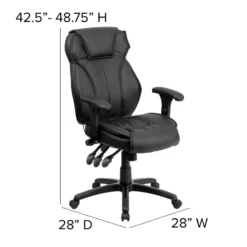 FLASH Hansel High Back Black LeatherSoft Multifunction Executive Swivel Ergonomic Office Chair With Lumbar Support Knob With Arms - BT-9835H-GG 15 FLASH Hansel High Back Black LeatherSoft Multifunction Executive Swivel Ergonomic Office Chair With Lumbar Support Knob With Arms - BT-9835H-GG -Cramer Sales Store BT 9835H GG DIMS