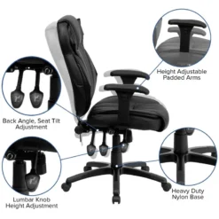FLASH Hansel High Back Black LeatherSoft Multifunction Executive Swivel Ergonomic Office Chair With Lumbar Support Knob With Arms - BT-9835H-GG 14 FLASH Hansel High Back Black LeatherSoft Multifunction Executive Swivel Ergonomic Office Chair With Lumbar Support Knob With Arms - BT-9835H-GG -Cramer Sales Store BT 9835H GG inset4