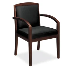 HON Basyx HVL853 Wood Guest Chairs With Black Leather