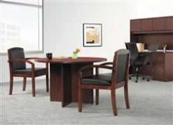 HON Basyx HVL853 Wood Guest Chairs With Black Leather -Cramer Sales Store Basyx BSXVL853HSP11 4T