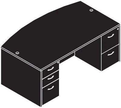 Cherryman Amber Bowfront Desk With Full Pedestals 2 Cherryman Amber Bowfront Desk With Full Pedestals - Image 2