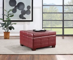 Ave Six By Office Star Products DETOUR STRAP STORAGE OTTOMAN WITH TRAY - DTR3030S -Cramer Sales Store DTR3030S RD Room Set 1
