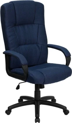 FLASH Rochelle High Back Navy Blue Fabric Executive Swivel Office Chair With Arms - BT-9022-GG