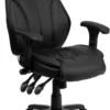 FLASH Hansel High Back Black LeatherSoft Multifunction Executive Swivel Ergonomic Office Chair With Lumbar Support Knob With Arms - BT-9835H-GG