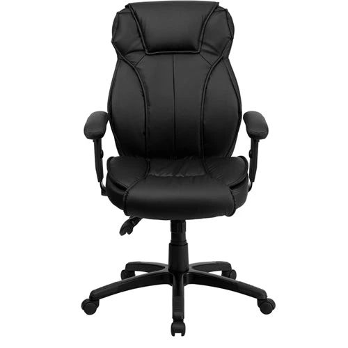 FLASH Hansel High Back Black LeatherSoft Multifunction Executive Swivel Ergonomic Office Chair With Lumbar Support Knob With Arms - BT-9835H-GG 4 FLASH Hansel High Back Black LeatherSoft Multifunction Executive Swivel Ergonomic Office Chair With Lumbar Support Knob With Arms - BT-9835H-GG - Image 4