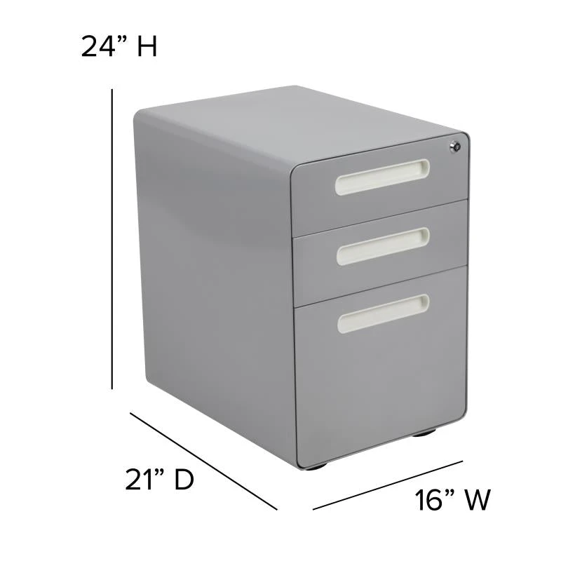 FLASH Wren Ergonomic 3-Drawer Mobile Locking Filing Cabinet With Anti-Tilt Mechanism And Hanging Drawer For Legal & Letter Files 4 FLASH Wren Ergonomic 3-Drawer Mobile Locking Filing Cabinet With Anti-Tilt Mechanism And Hanging Drawer For Legal & Letter Files - Image 4
