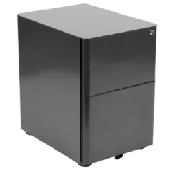 FLASH Warner Modern 3-Drawer Mobile Locking Filing Cabinet With Anti-Tilt Mechanism And Hanging Drawer For Legal & Letter Files