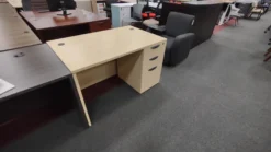 USED Small Maple Desk With Pedestal. 47"W X 30"D X 29"H