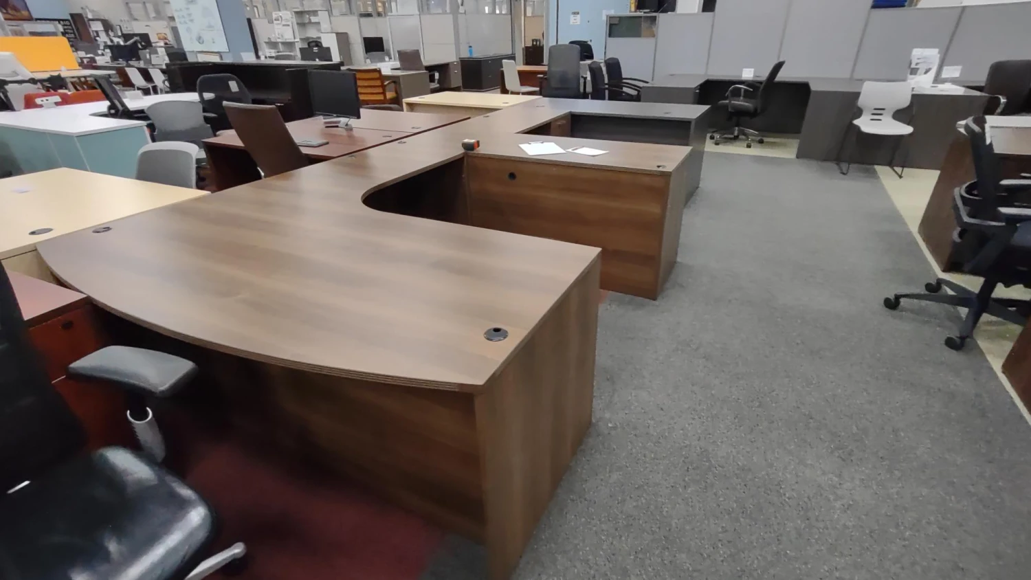 USED Cherryman L-Shape Desk With Walnut African Wood 2 USED Cherryman L-Shape Desk With Walnut African Wood - Image 2