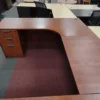 USED BOSS L-shape Cherry Desk With Pedestal