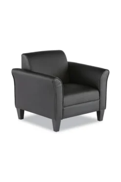Alera Reception Lounge Series Club Sofa, Black/Black Leather ALERL23LS10B
