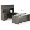 Boss Holland Series 66" Or 71" Executive U-Shape Desk With File Storage Pedestal And Hutch, Driftwood