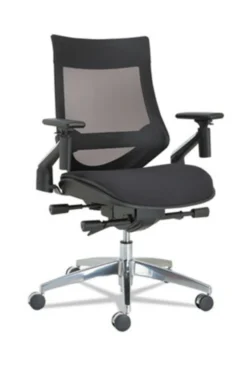 Alera EB-W Pivot Arm Multifunction Mesh Chair, Supports 275 Lb. Black Seat/Back, Aluminum Base ALEEBW4213 