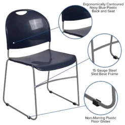 FLASH HERCULES Series 880 Lb. Capacity Black Ultra-Compact Stack Chair With Black Powder Coated Frame - RUT-188-GG -Cramer Sales Store RUT 188 NY GG inset4