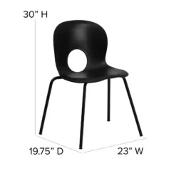 FLASH HERCULES Series 770 Lb. Capacity Designer Plastic Stack Chair With Black Frame - RUT-NC258-GG -Cramer Sales Store RUT NC258 BK GG DIMS