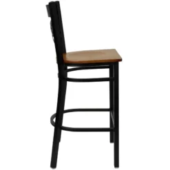 FLASH FURNITURE HERCULES Series Black ''X'' Back Metal Restaurant Barstool - Wood Seat 8 FLASH FURNITURE HERCULES Series Black ''X'' Back Metal Restaurant Barstool - Wood Seat -Cramer Sales Store XU 6F8BXBK BAR CHYW GG inset1