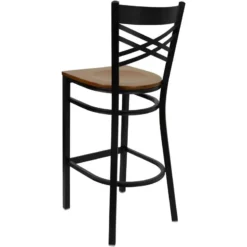 FLASH FURNITURE HERCULES Series Black ''X'' Back Metal Restaurant Barstool - Wood Seat 7 FLASH FURNITURE HERCULES Series Black ''X'' Back Metal Restaurant Barstool - Wood Seat -Cramer Sales Store XU 6F8BXBK BAR CHYW GG inset2
