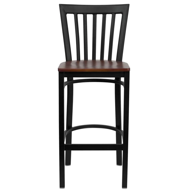 FLASH HERCULES Series Black School House Back Metal Restaurant Barstool - Wood Seat 5 FLASH HERCULES Series Black School House Back Metal Restaurant Barstool - Wood Seat - Image 5