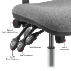 Bench Depot Washington Vinyl ESD Office Desk Ht. Chairs 3 Lever Aluminum Black - WAS-DV-TLC -Cramer Sales Store chair control text 3l 1500px 48