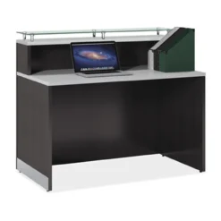 Office Source Cosmo Collection Glass Top Reception Desk - 48"W X 32"D - RCN4731
