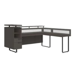 Office Source Palisades Collection | Right Reception Desk With Glass Transaction Top - EVRC1R